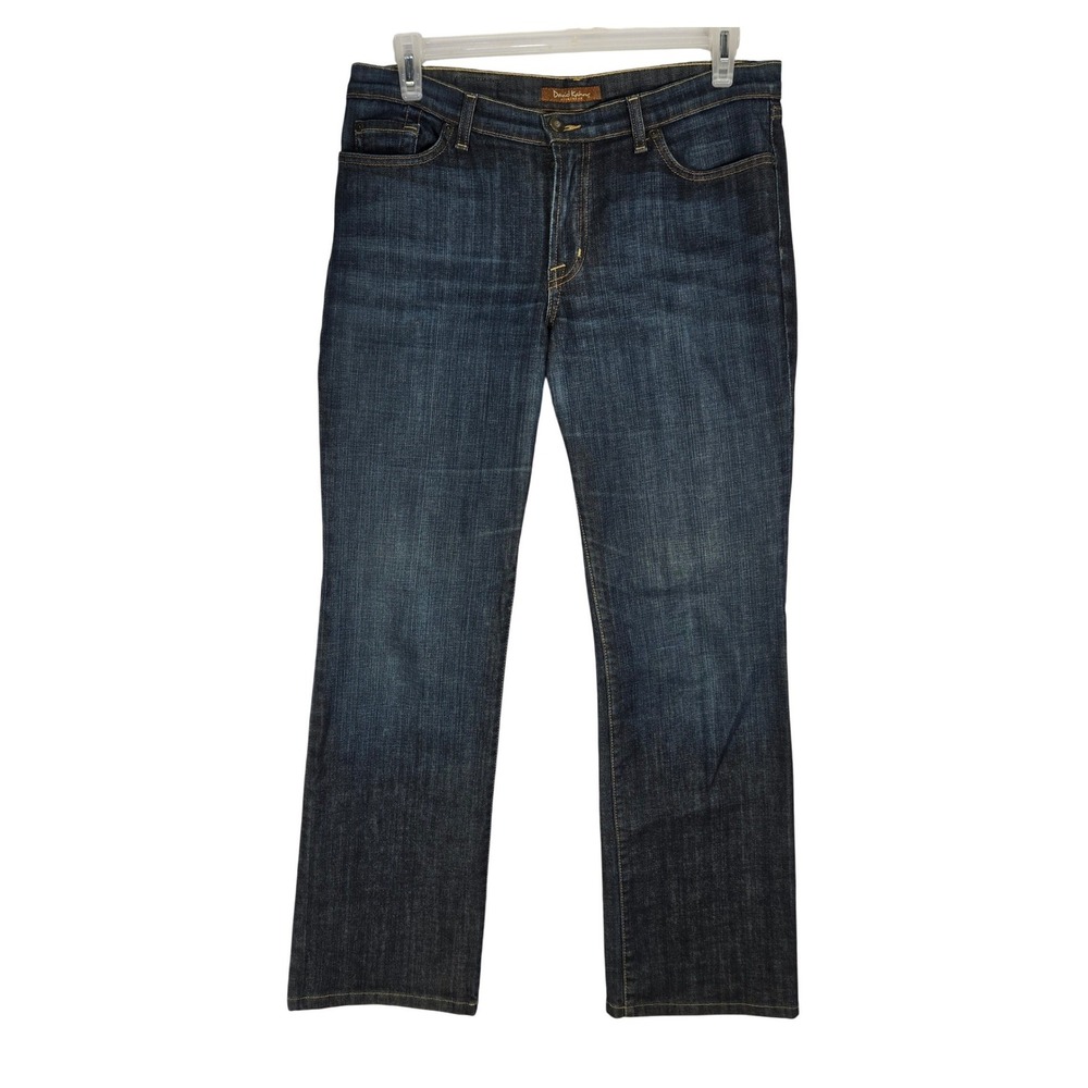 David Kahn Jeans Womens 12 Straight Leg Blue Dark Wash Stretch Denim Made In USA - Picture 1 of 8